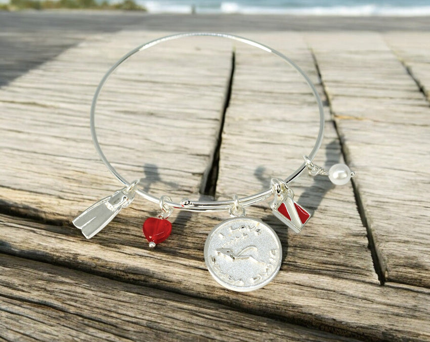 Scuba Diving Adjustable Charm Bracelet – I love Collection - Sterling silver Centerpiece