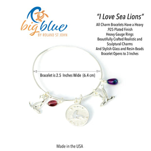 Sea Lion Adjustable Charm Bracelet – I Love Collection - Sterling Silver
