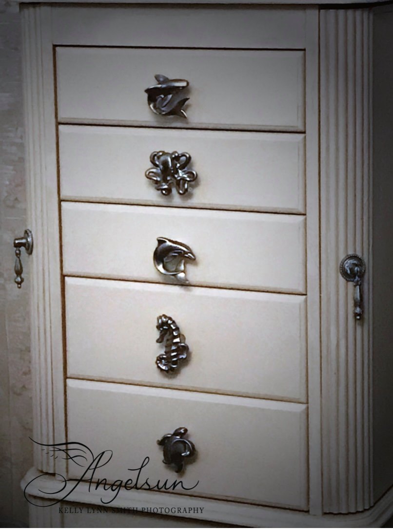 Dolphin Drawer Pull/Knob – Home Decor – Pewter with Nickel or Brass Finish