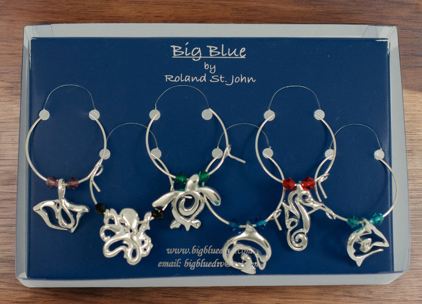 Sea Life Wine Glass Charms – Set of 6 Ocean-Themed Drink Markers