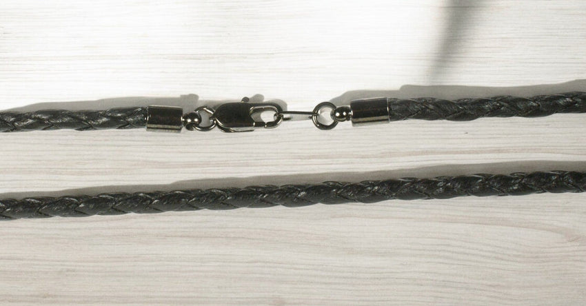 Braided Cotton Cord with  Black Finish Clasp - 3mm