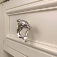 Dolphin Drawer Pull/Knob – Home Decor – Pewter with Nickel or Brass Finish