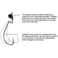 Reaction Tackle Tungsten Football/Swing Jig Heads- 3-Pack