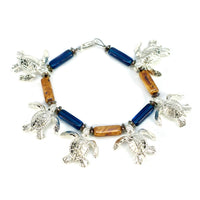 Sea Turtle Charm Bracelet – Ocean Theme - Pewter with Silver Finish