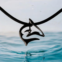 Shark Necklace – "Frenzy" - Jet Black Finish on black cord