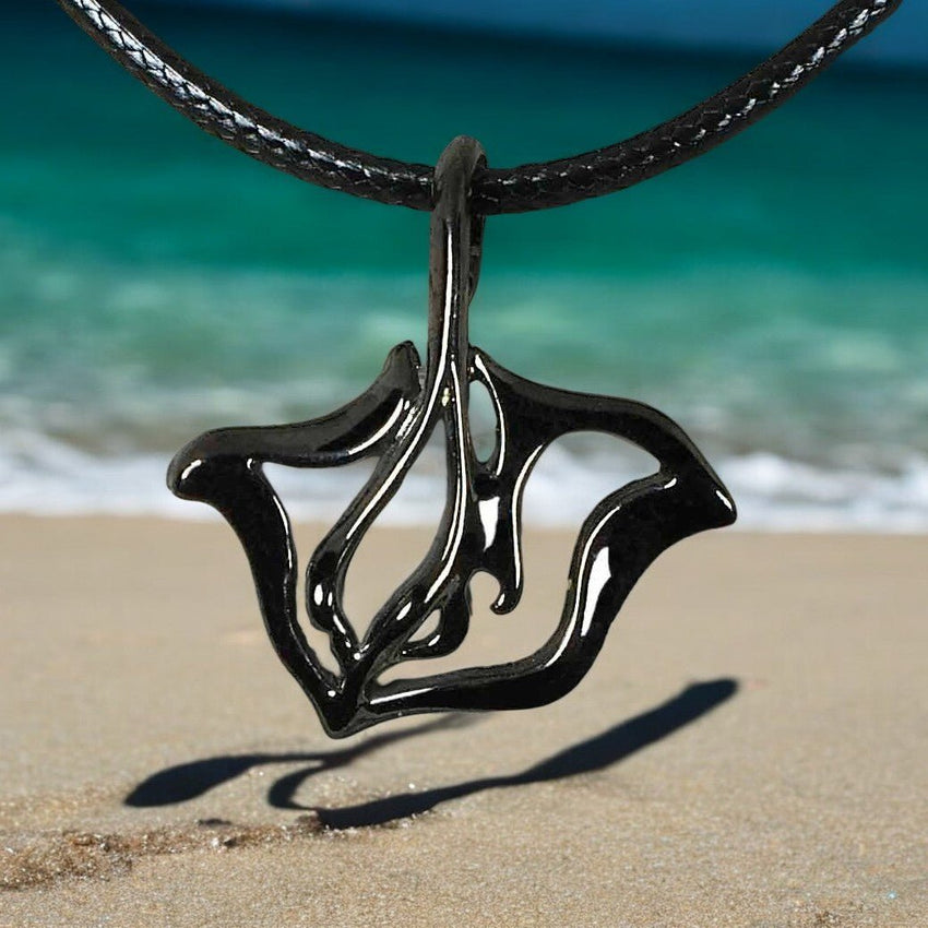 Stingray Pendant Necklace – "Ray" - Jet Black Finish