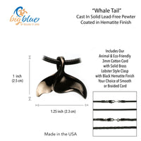 Whale Tail Fluke Necklace – Sealife Collection - Jet Black Finish
