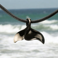 Whale Tail Fluke Necklace – Sealife Collection - Jet Black Finish