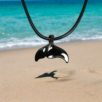 Whale Tail Fluke Necklace – Sealife Collection - Jet Black Finish