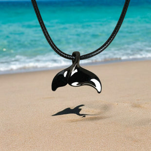 Whale Tail Fluke Necklace – Sealife Collection - Jet Black Finish