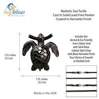 Sea Turtle Pendant – Sea Life Collection – Jet Black Finish