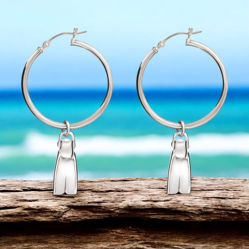 Dive Fin Hoop Earrings – Diver´s Collection - Sterling Silver