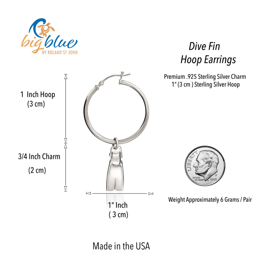 Dive Fin Hoop Earrings – Diver´s Collection - Sterling Silver