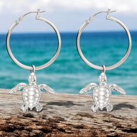 Baby Sea Turtle Hatchling Hoop Earrings – Sealife Collection – Sterling Silver