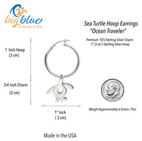 Sea Turtle "Honu" Hoop Earrings – Ocean Traveler Collection – Sterling Silver