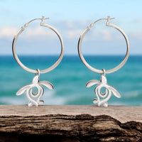Sea Turtle "Honu" Hoop Earrings – Ocean Traveler Collection – Sterling Silver