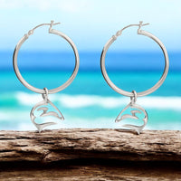 Shark Hoop Earrings- "Frenzy" - Silver