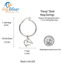 Shark Hoop Earrings- "Frenzy" - Silver