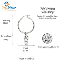 Seahorse Hoop Earrings – "Polo" - Sterling Silver