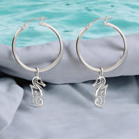 Seahorse Hoop Earrings – "Polo" - Sterling Silver
