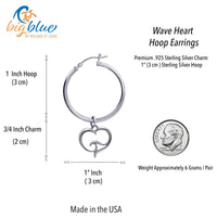 Ocean Wave Heart Hoop Earrings – Ocean Wave Heart Collection - Sterling Silver