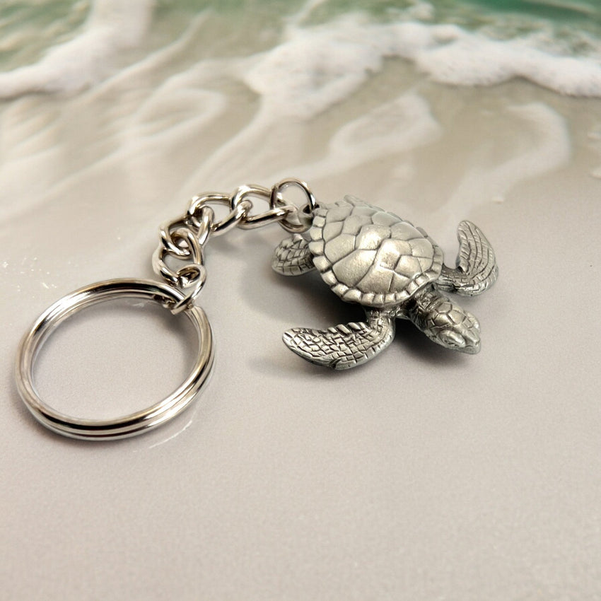Sea Turtle Keychain – Sea Life Collection – Pewter