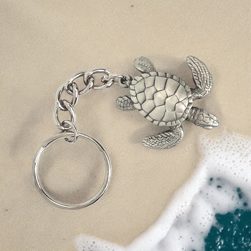 Sea Turtle Keychain – Sea Life Collection – Pewter