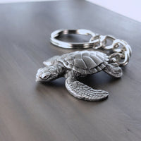 Sea Turtle Keychain – Sea Life Collection – Pewter
