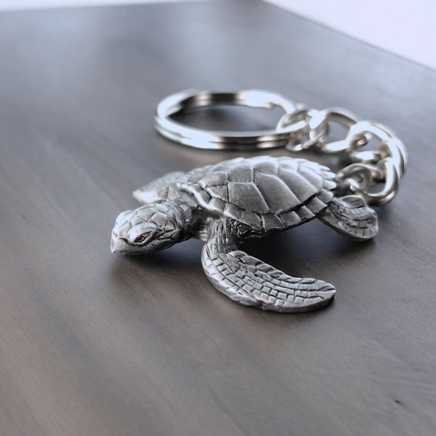 Sea Turtle Keychain – Sea Life Collection – Pewter
