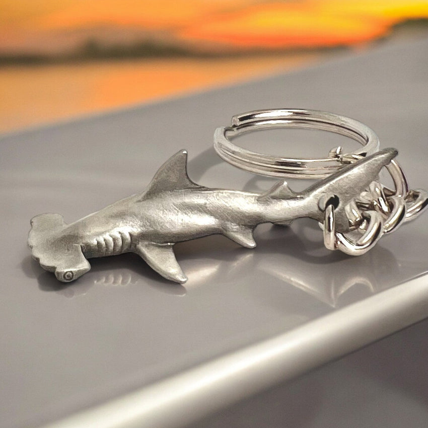 Hammerhead Shark Keychain - Sea Life Collection - Pewter