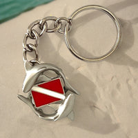 Reef Sharks Circling Dive Flag Keychain – Diver´s Collection – Pewter