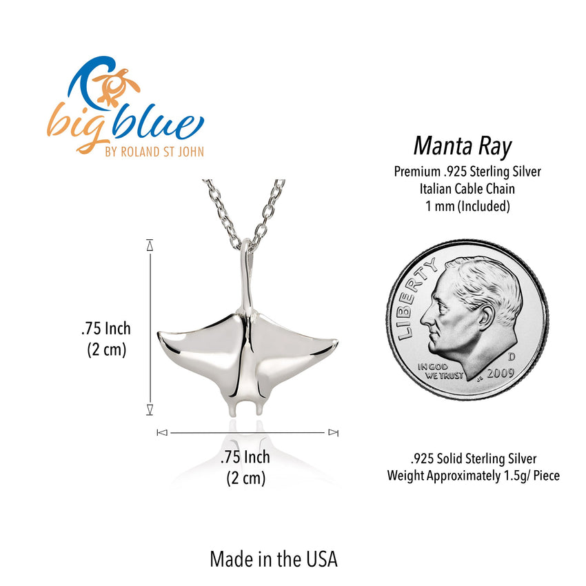 Manta Ray Necklace – Mini Sterling Collection – Sterling Silver