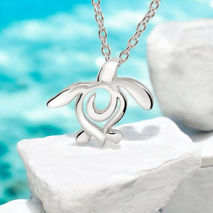 Turtle Necklace Miniature Pendant – Ocean Traveler Collection - Silver