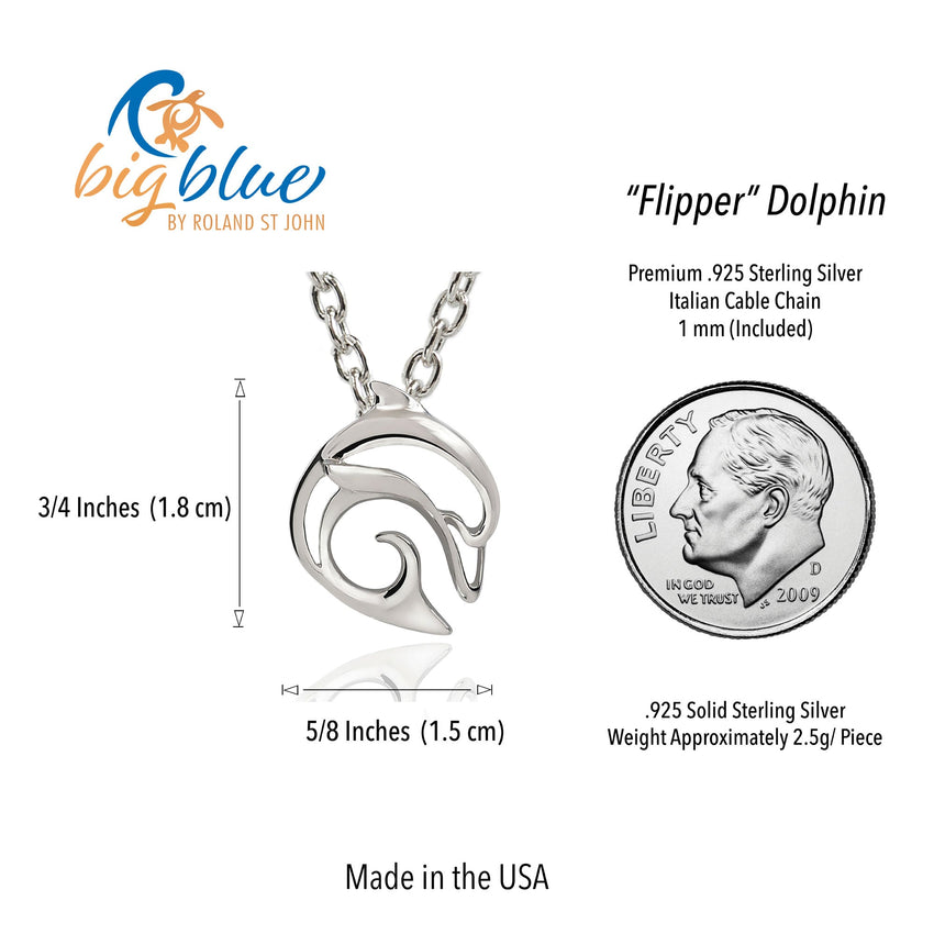 "Flipper" Dolphin Necklace – Mini Sterling Collection - Silver