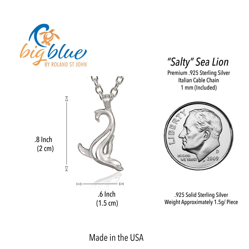 Sea Lion "Salty" Pendant Necklace –  Mini Collection - Sterling Silver