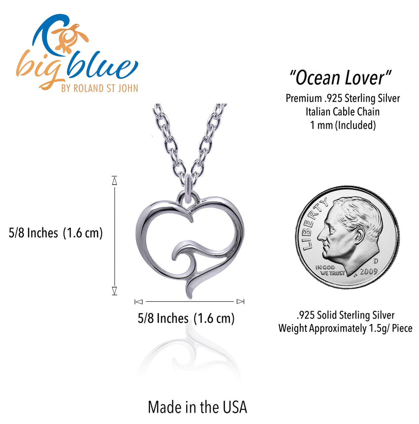 Ocean Wave Mini Necklace Sterling Silver — Ocean Wave Heart Collection - Sterling Silver