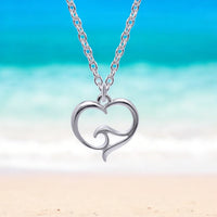 Ocean Wave Mini Necklace Sterling Silver — Ocean Wave Heart Collection - Sterling Silver