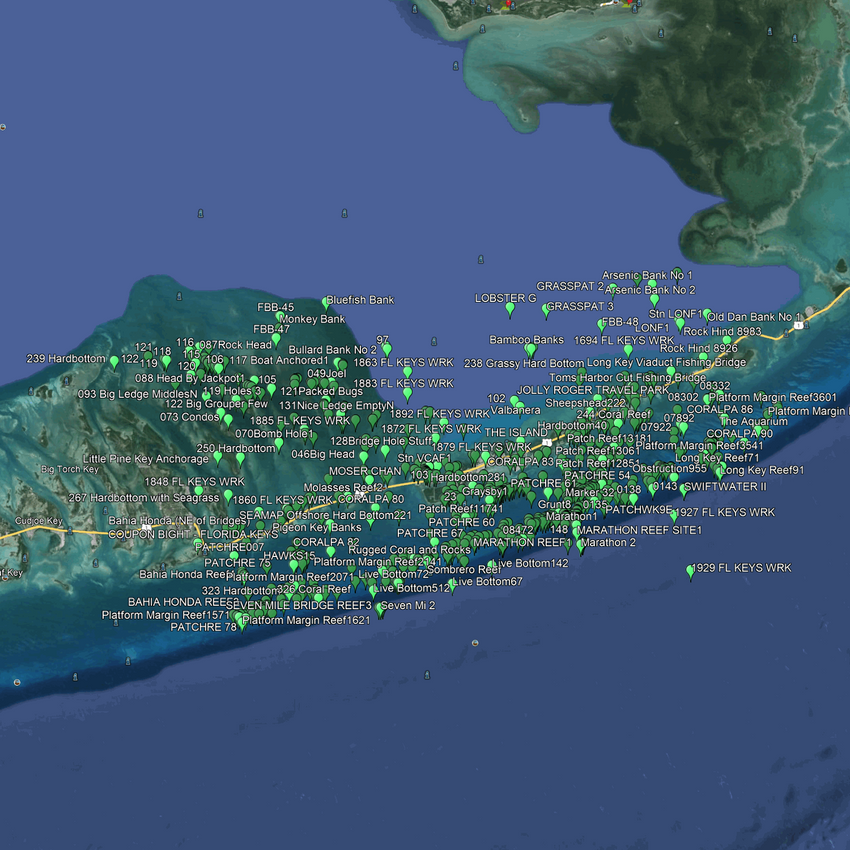 Marathon Fishing Spots - Nearshore Numbers