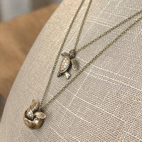 Sea Turtles Pendants on Layered Chains Necklace – Ocean Breeze Collection - Bronze