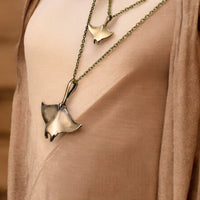 Manta Ray Pendants on Layered Chains Necklace – Ocean Breeze Collection - Bronze