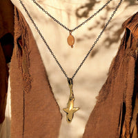 Shark Pendant on Layered Chains Necklace – Ocean Breeze Collection – Bronze