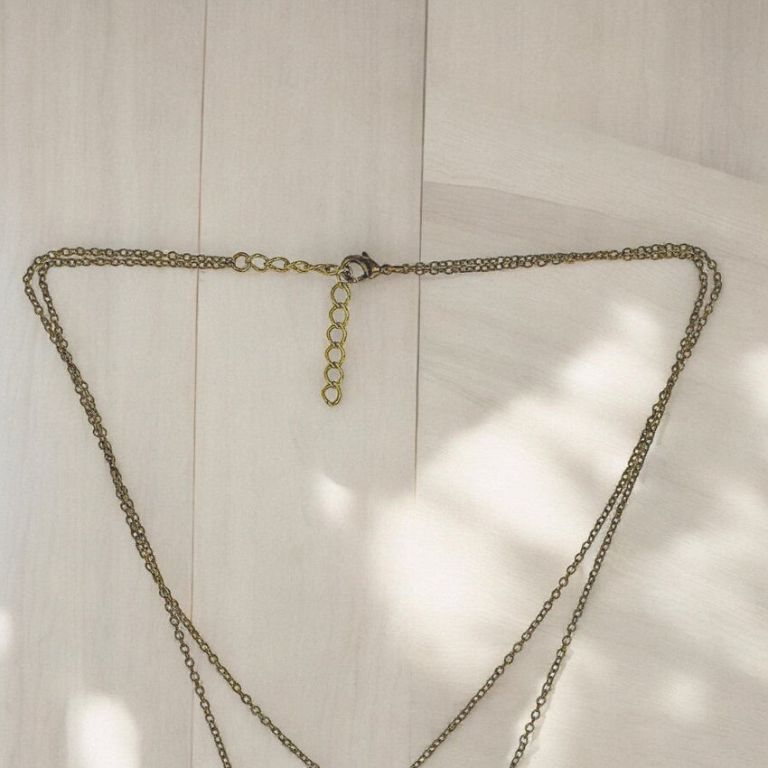 Shark Pendant on Layered Chains Necklace – Ocean Breeze Collection – Bronze