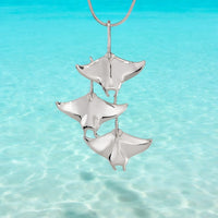 Manta Ray Necklace  – Ocean in Motion Collection – Sterling Silver