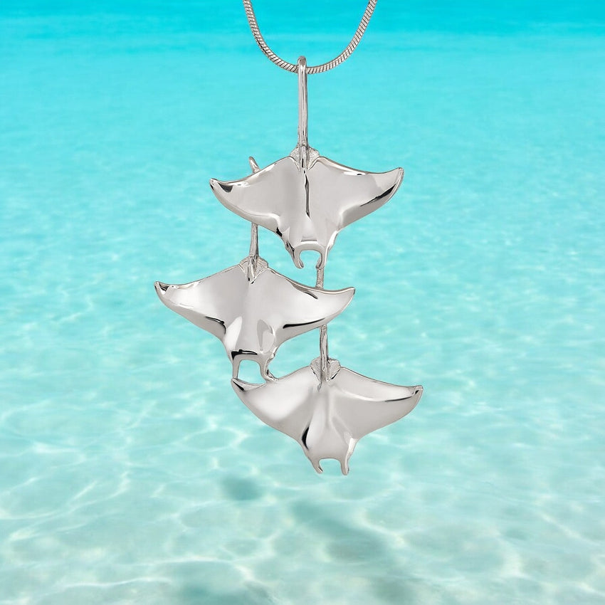 Manta Ray Necklace  – Ocean in Motion Collection – Sterling Silver