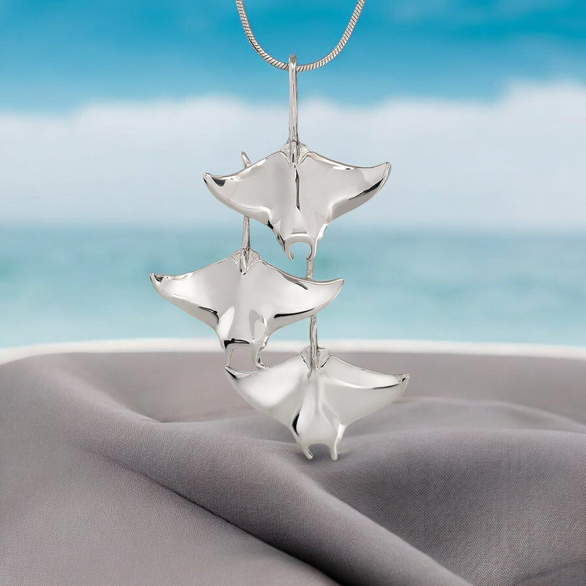 Manta Ray Necklace  – Ocean in Motion Collection – Sterling Silver