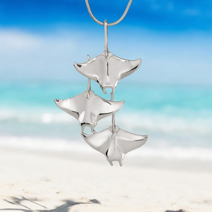 Manta Ray Necklace  – Ocean in Motion Collection – Sterling Silver