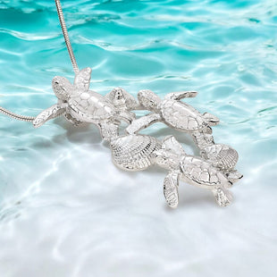 Baby Sea Turtle Hatchling Necklace - Ocean In Motion Collection - Sterling Silver