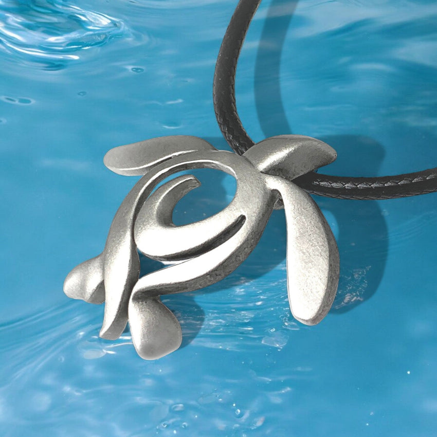 Sea Turtle Necklace – Ocean Traveler Collection - Recycled Pewter on Cotton Cord