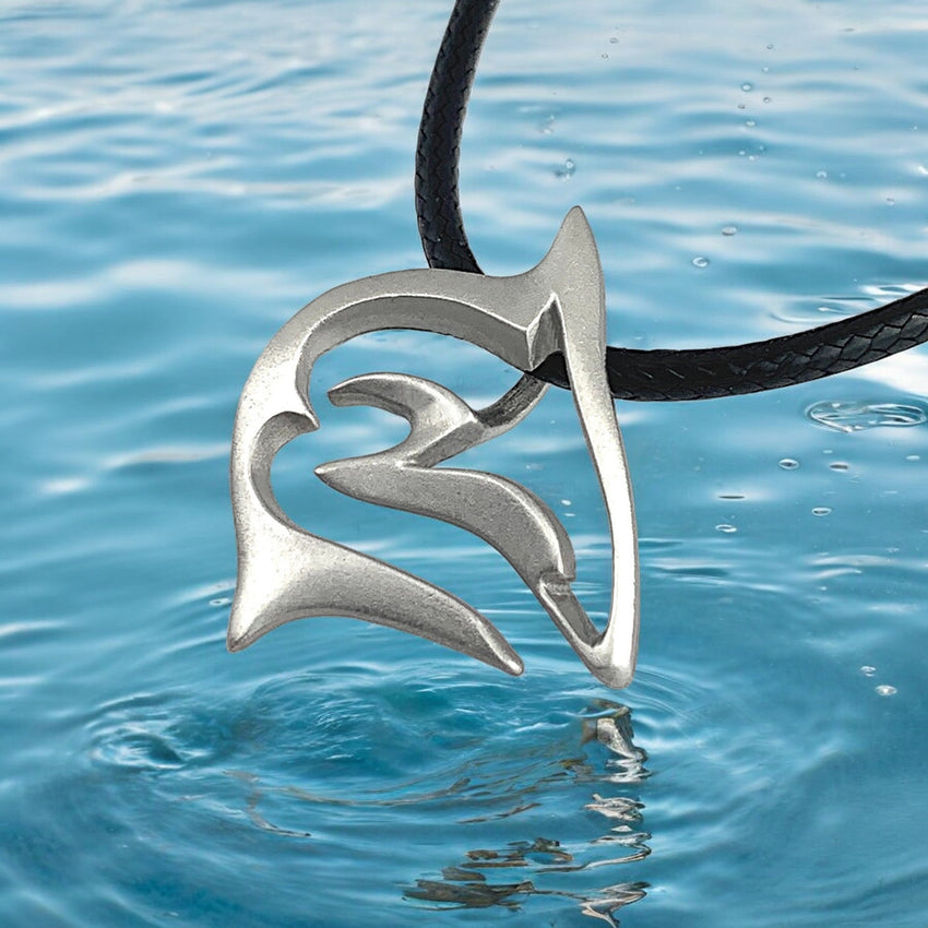 Shark Necklace - "Frenzy" - Pewter on Cord