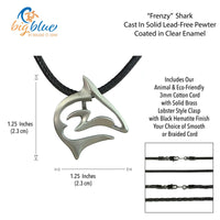 Shark Necklace - "Frenzy" - Pewter on Cord